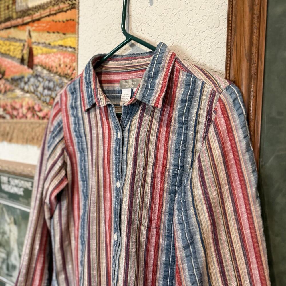 Vintage 00s The Territory Ahead Women's Button Up‎ Striped Shirt Size Small - Picture 3 of 6